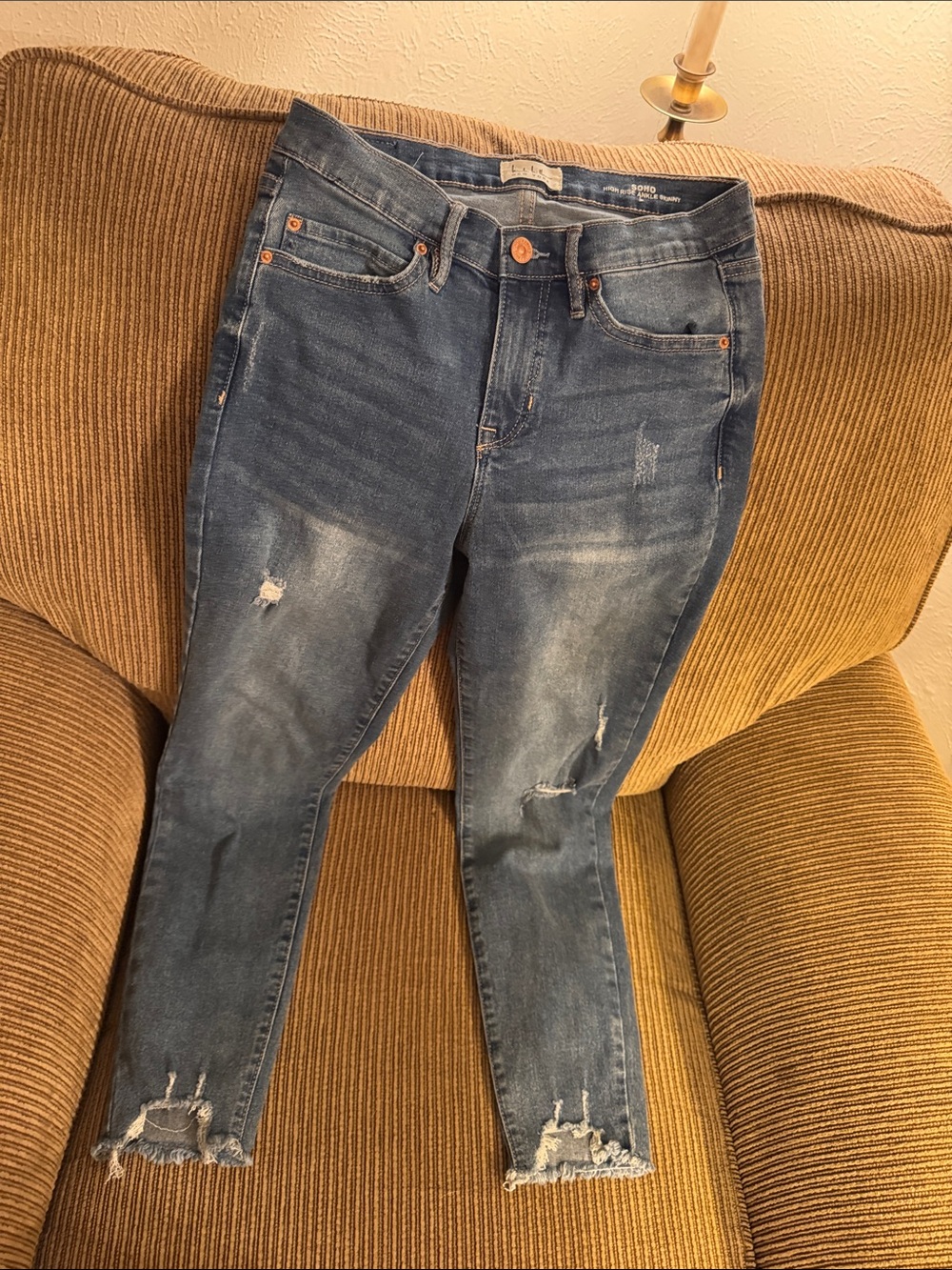 Nicole Milker Distressed Blue Women's High Rise Skinny Jeans size 4